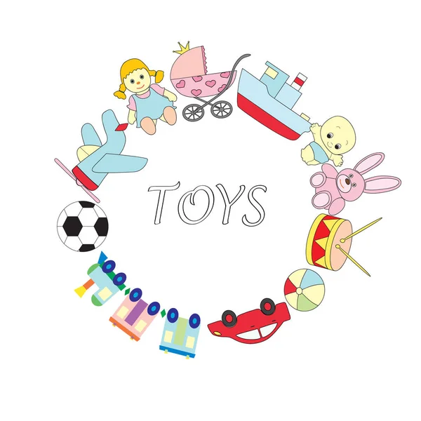 Un conjunto de juguetes para niños sobre el fondo blanco aislado. Una imagen vectorial — Archivo Imágenes Vectoriales