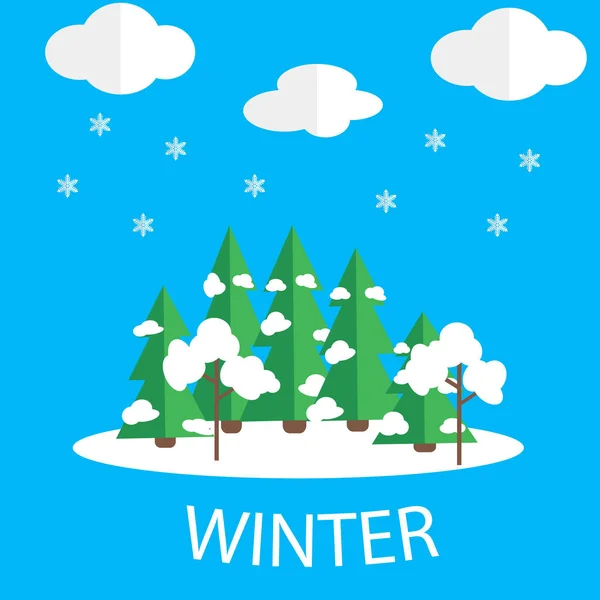 Imagen vectorial de invierno. Tiempo de nieve — Vector de stock