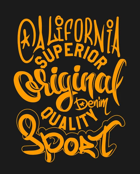 Calidad superior impresión de vectores de mezclilla y varsity. Camiseta gráfica — Vector de stock