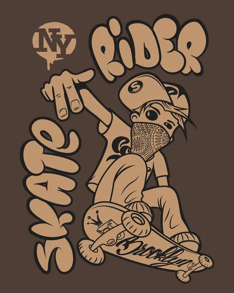 T-shirt skate rider graphiques — Image vectorielle