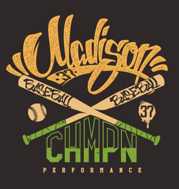 Madison beyzbol kulübü, vektör yazdırma için spor giyim