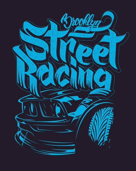 Typographie de voiture de course, graphiques de t-shirt, lettrage — Image vectorielle