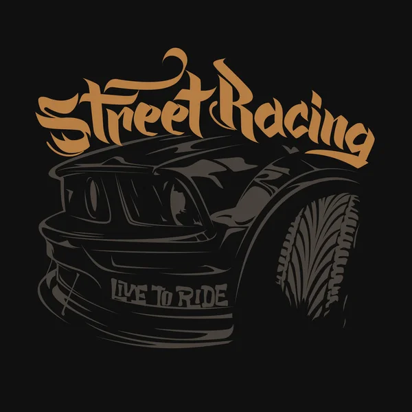 Racing bil typografi, t-shirt grafik, bokstäver — Stock vektor