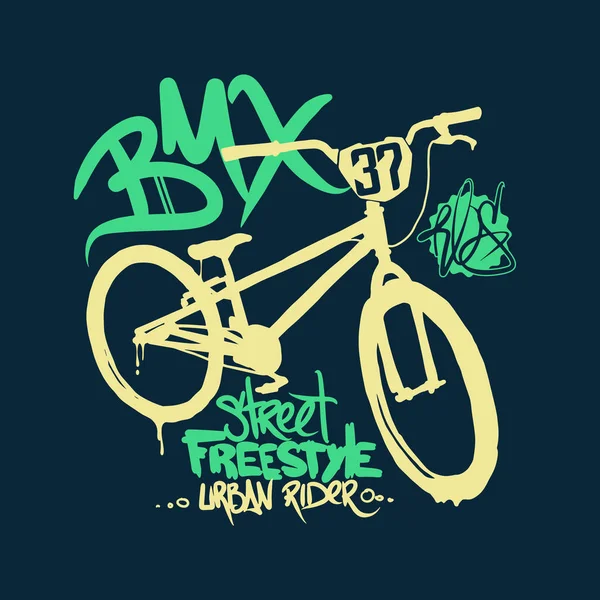 Bmx 티셔츠 그래픽입니다. 익 스 트림 자전거 거리 스타일. — 스톡 벡터