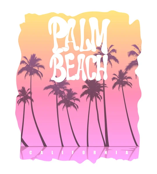 Графика на футболке Palm Beach California — стоковый вектор