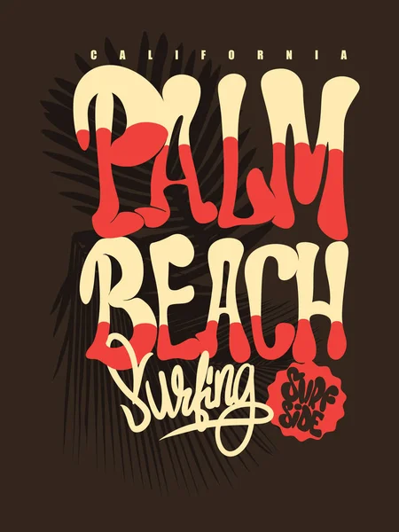 Палм-Біч Каліфорнія футболку графіки — стоковий вектор
