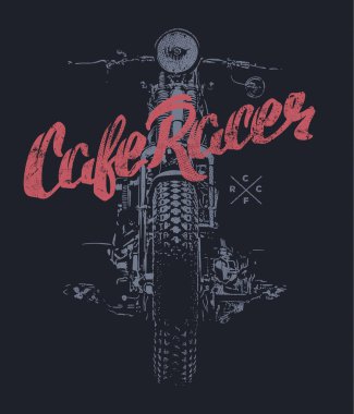 Cafe racer Vintage motosiklet elle çizilmiş tişört baskı
