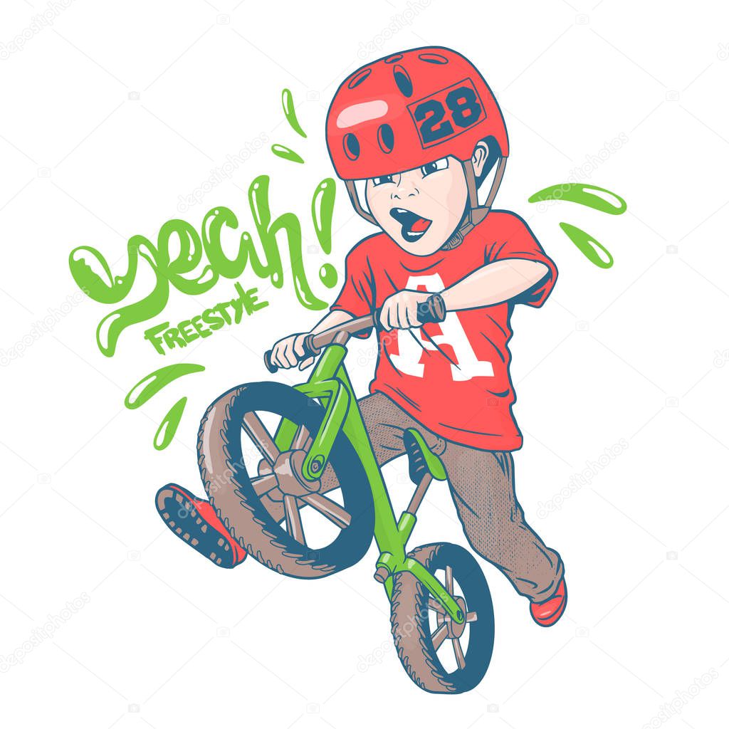 Cool kid on balance bike