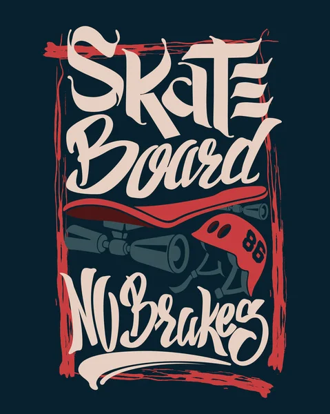 Skate ombord inga bromsar, t-shirt grafik, vektorer — Stock vektor