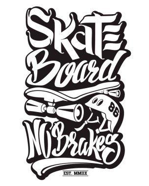 Paten kurulu tipografi, t-shirt grafik, vektörel çizimler.