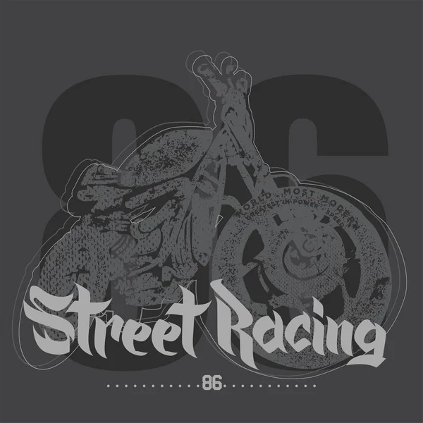 Vintage moto dessin à la main course de rue — Image vectorielle