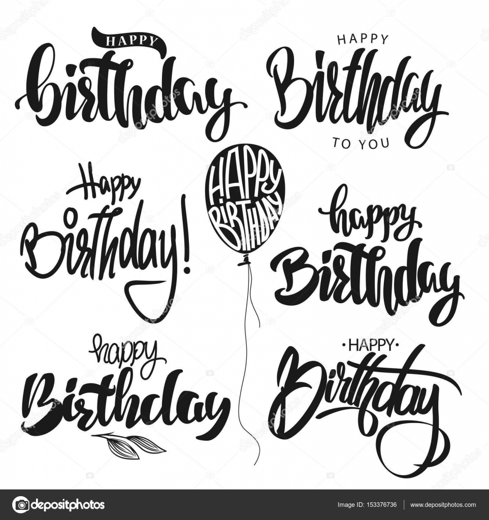 Happy Birthday Calligraphy Hand Lettering Set Vector Stock Vector C Rosdesign Happy Birthday Calligraphy Hand Lettering Set Vector Stock Vector C Rosdesign