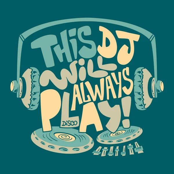 DJ hoofdtelefoon, typografie en t-shirt afbeeldingen afdrukken — Stockvector