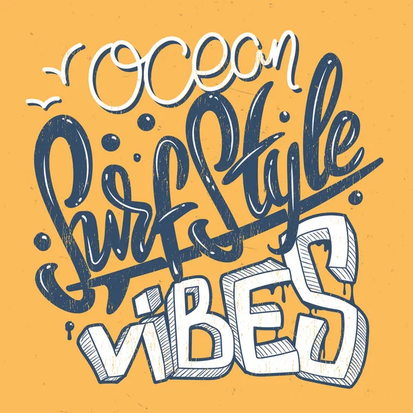 Estilo Surf Ocean vibes letras print — Vector de stock