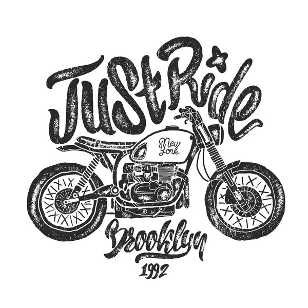 Ilustracja szkic motocykl Brooklyn t shirt wydruków — Wektor stockowy