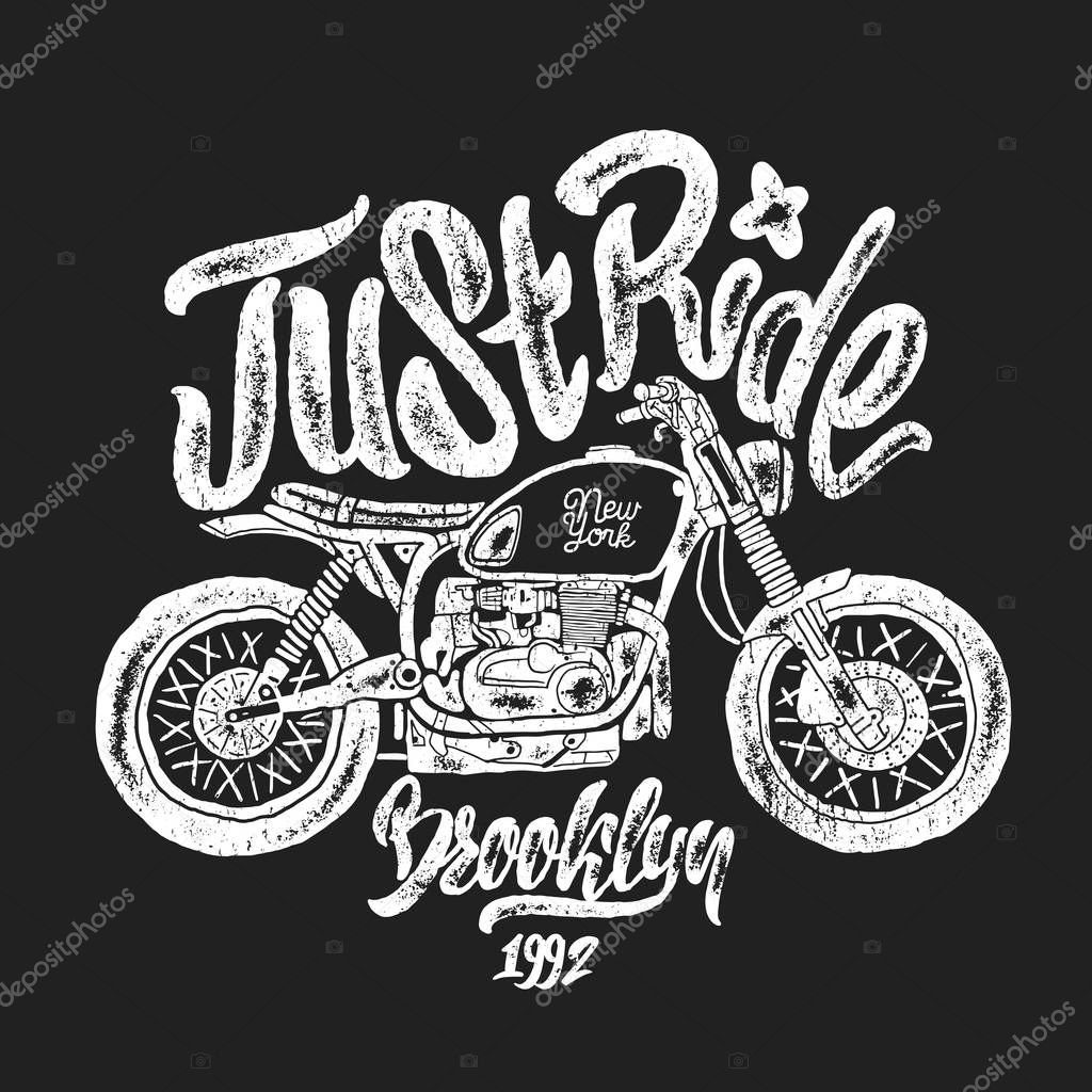 Illustration sketch motorcycle Brooklyn t shirt prints.