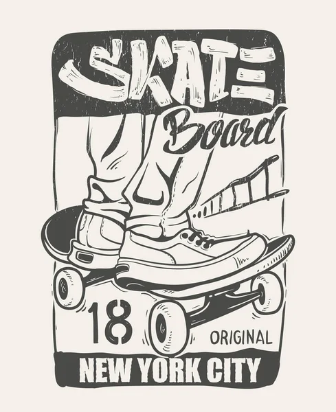Tipografia skate board, grafica t-shirt, vettori . — Vettoriale Stock