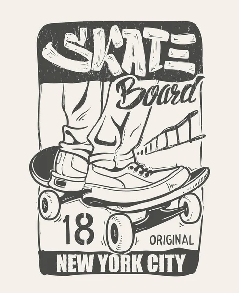 Skate ombord på typografi, t-shirt grafik, vektorer. — Stock vektor