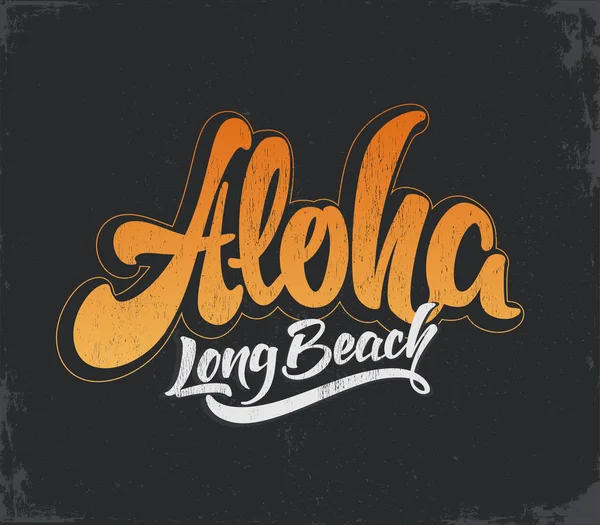 Letras de surf Aloha. Ilustração da caligrafia vetorial. Gráficos de t-shirt tropicais . —  Vetores de Stock