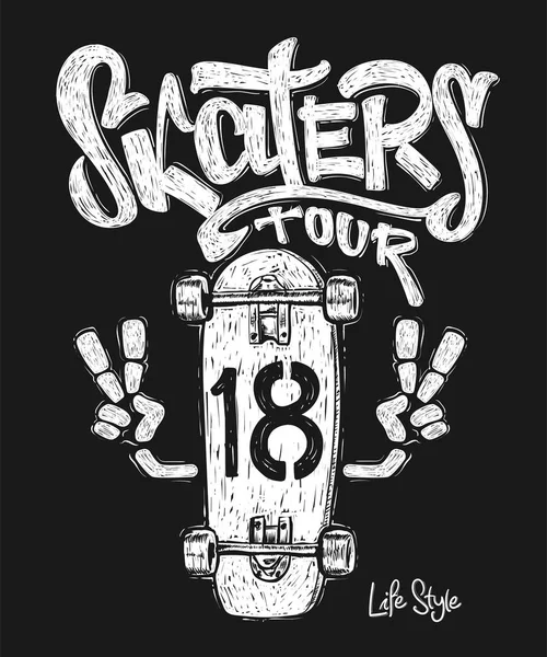 Diseño gráfico de la camiseta de skate — Vector de stock