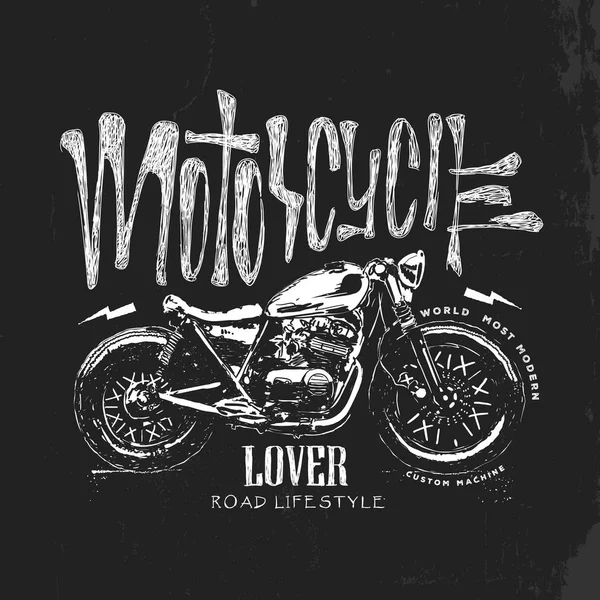 Vintage Motorcycle hand drawn vector t-shirt — Stock Vector