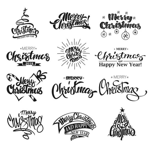 Веселий різдвяний набір літерного дизайну — стоковий вектор