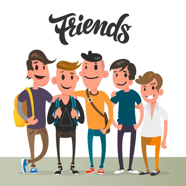 Cartoon guys, five best friends, student characters. Stock Vector Image by  ©rosdesign #170672008