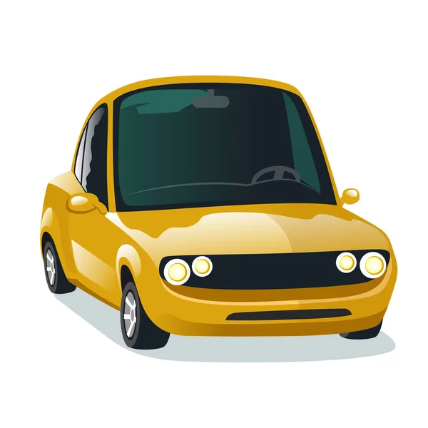 Современный мультяшный желтый автомобиль, векторная иллюстрация . — стоковый вектор