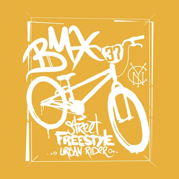 T-shirt BMX Graphics. Extreme bike street style . — Vettoriale Stock