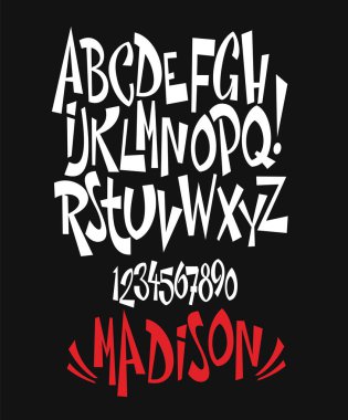 Modern komik yazı tipi ve alfabenin vektörü