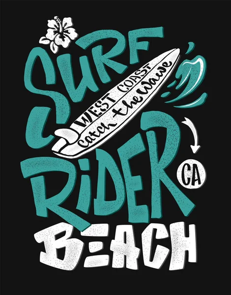 Surf rider print. t-shirt grafisk design — Stock vektor