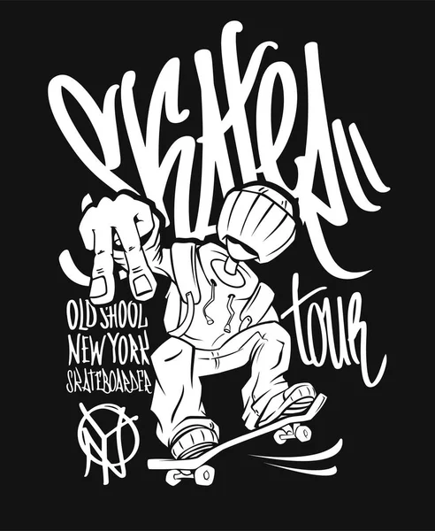 Passeio de skate, design gráfico de t-shirt — Vetor de Stock