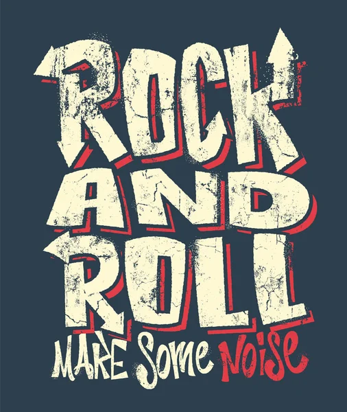 Rock and roll grunge print, vector graphic design. t-shirt print lettering. — Stock Vector