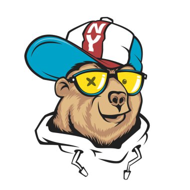 Cap vektör yazdırma tasarım t-shirt için ayı.