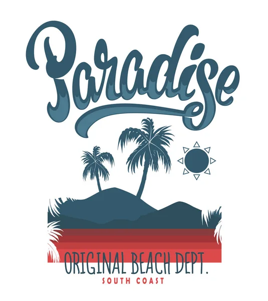 Tipografía Paradise, gráficos vectoriales para impresión de camisetas . — Archivo Imágenes Vectoriales