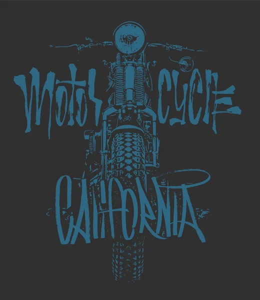 Vintage motocicleta mano dibujado vector camiseta — Vector de stock