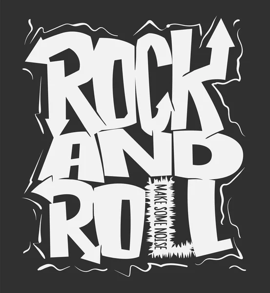 Rock and roll print, design grafic vectorial. litere de imprimare tricou . — Vector de stoc