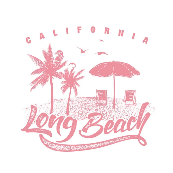 California długa plaża Typografia dla t-shirt drukowanie, ilustracji wektorowych — Wektor stockowy