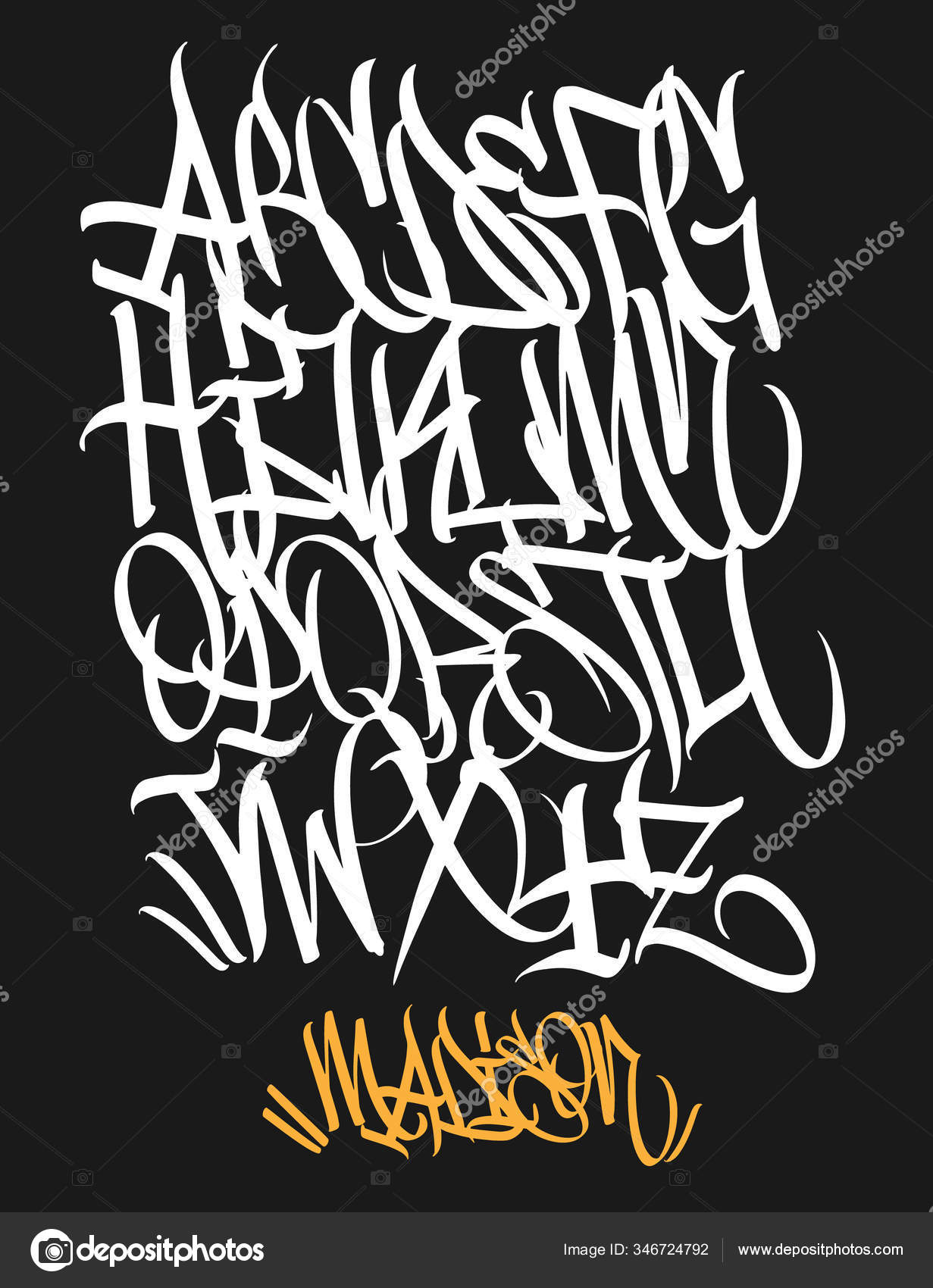 Marker Graffiti Font tipografia scritta a mano illustrazione vettoriale -  Vettoriale Stock di ©rosdesign 346724792