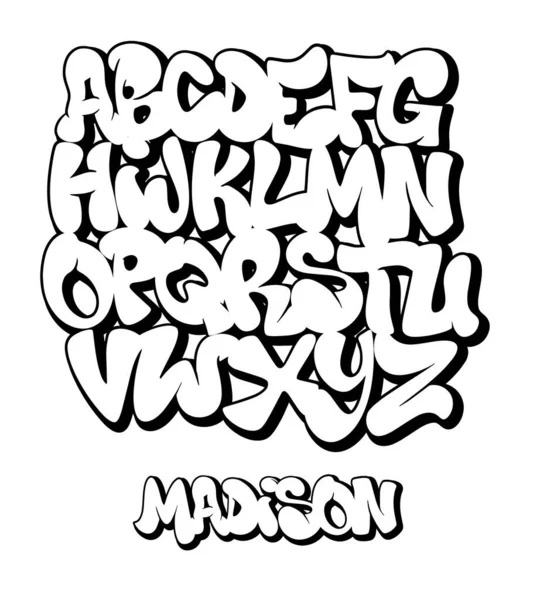 Street Graffiti Yazı Tipi, el yazısı Typography vektör çizimi.