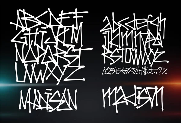 Cyberlettertype. Letters en nummers futuristische graffiti vector lettertype — Stockvector