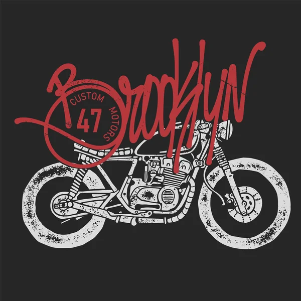 Klasik Motosiklet el çizimi vektör baskısı tasarımı
