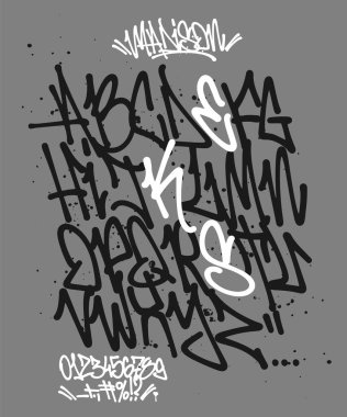 İşaretleyici Graffiti Yazı Tipi el yazısıyla yazılmış Typography vektör çizimi