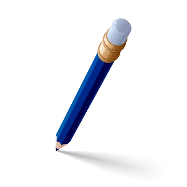 Blue pencil with eraser — Stock Vector