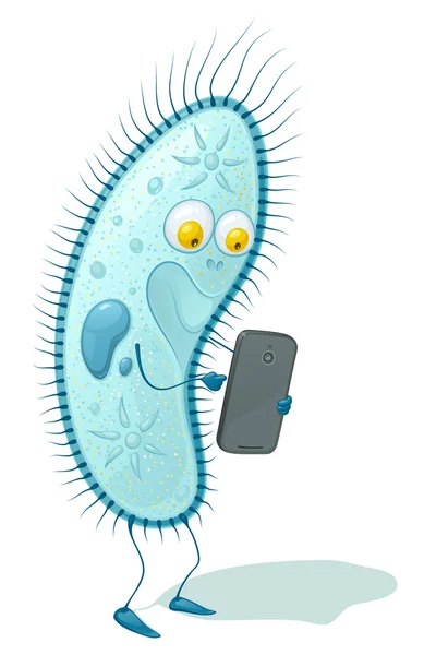 Paramecium caudatum, más néven egy okostelefon segítségével — Stock Vector