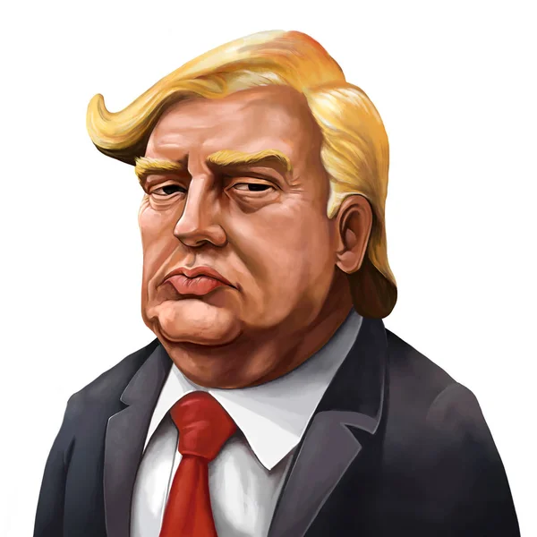 Cartoon Portrait of Donald Trump - Illustrated by Erkan Atay Stock Image