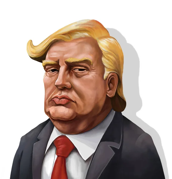 Cartoon Portrait of Donald Trump - Illustrated by Erkan Atay Royalty Free Stock Images