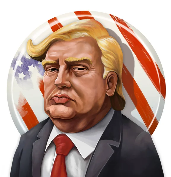 Cartoon Portrait of Donald Trump - Illustrated by Erkan Atay Stock Photo