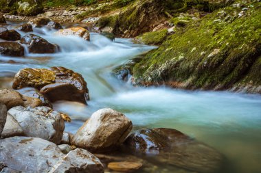 Dağ nehir Khosta, kanyon şeytanın kapısı Kafkas biyosfer rezerv, Sochi, Rusya Federasyonu.