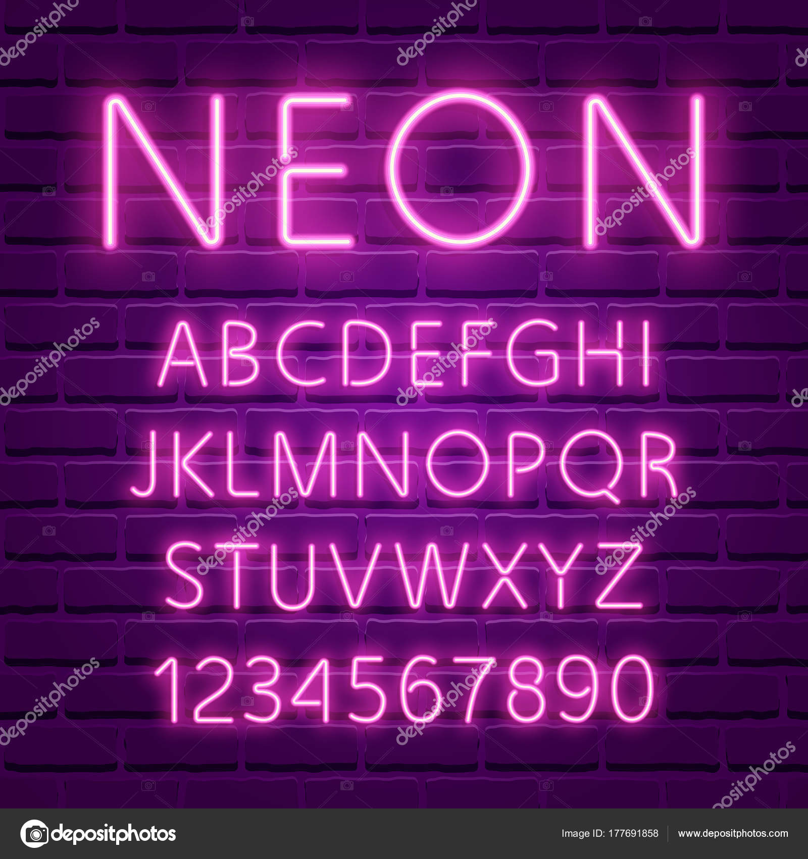 Glowing Ultra Violet Neon Character Font Stock Vector C Artrise